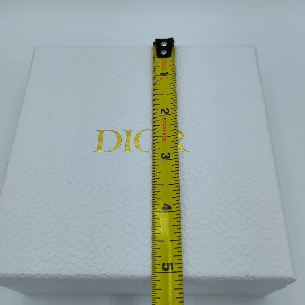 Dior Textured White Gift Box & Card Gold Logo 5x5 Hard Box Case Packaging NWOT